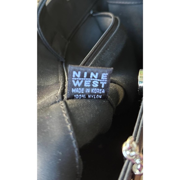 Nine West Nylon Black Handbag with Silver Handles - Picture 5 of 5